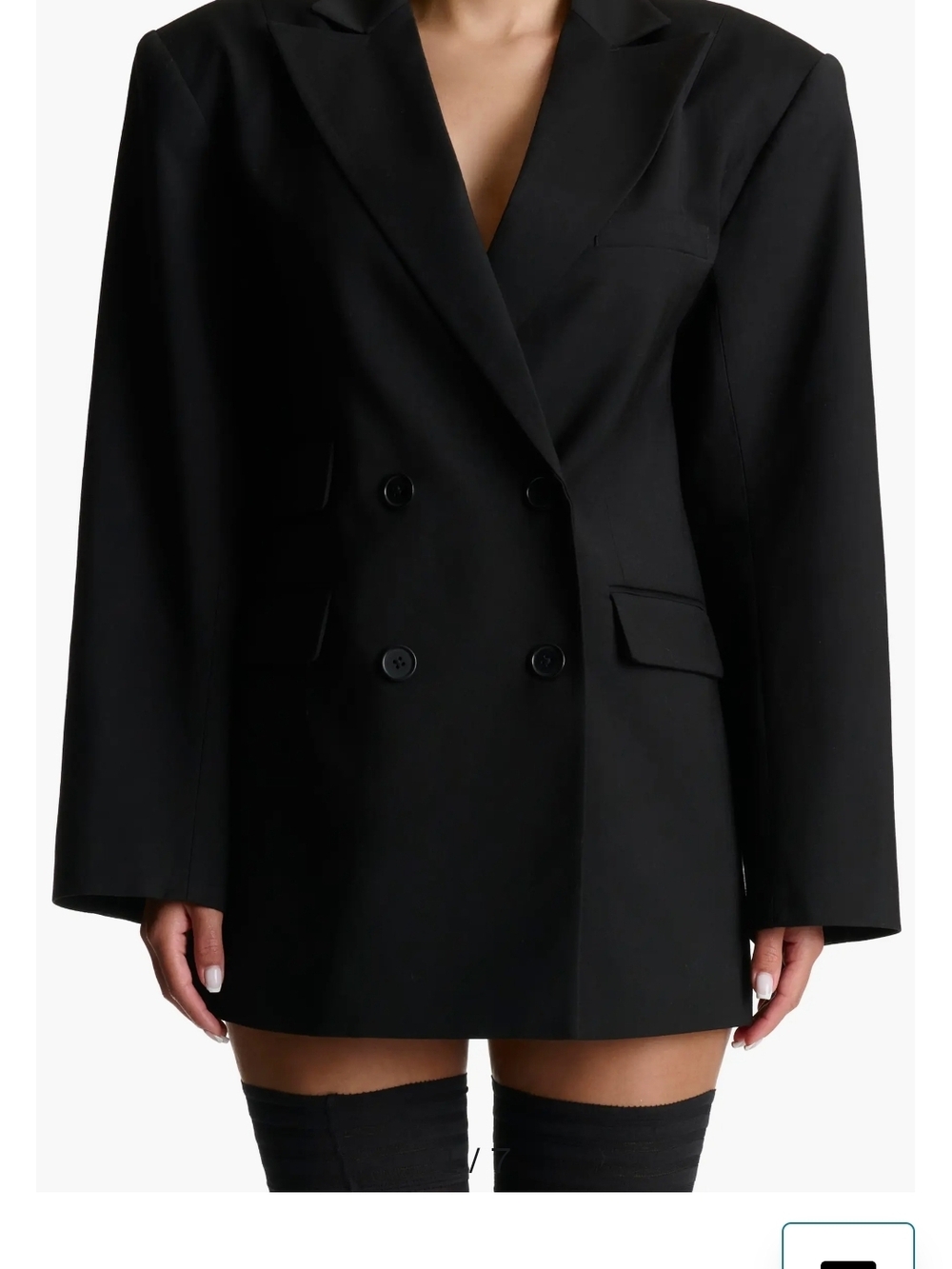 naked wardrobe Black Double-Breasted Blazer Jacket